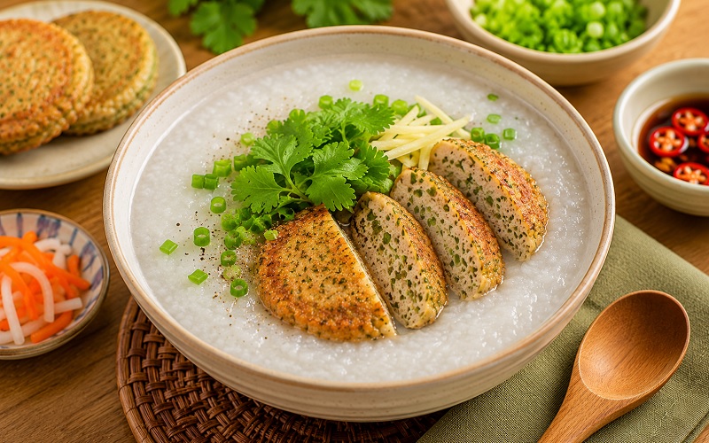 Cháo trắng chả cốm