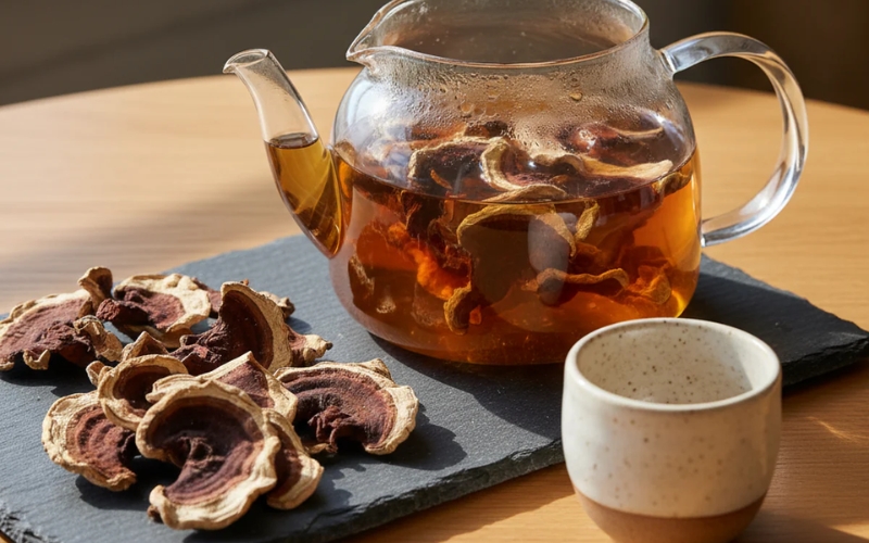 Dùng nấm vân chi để hãm trà